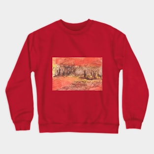 Autumn landscape, nature. Encaustic wax art. Painting drawing Crewneck Sweatshirt